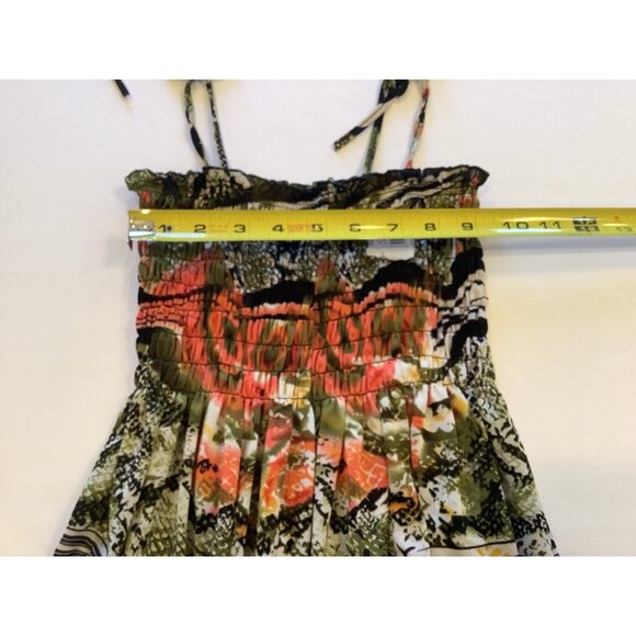 Sundress Womens Size XS To S Multicolored Floral Print Ruched Top Adjustable Tie - Picture 3 of 5